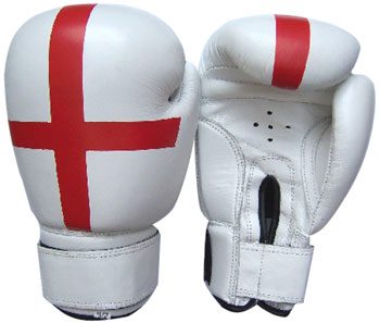 White wih UK Flag Boxing Gloves
