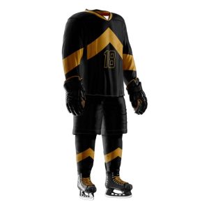 Black & Gold Geometric Custom Ice Hockey Kit